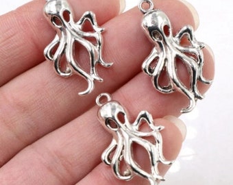 Octopus Charms, Octopus Pendants, Ocean, Sealife, Sea, Mermaid,