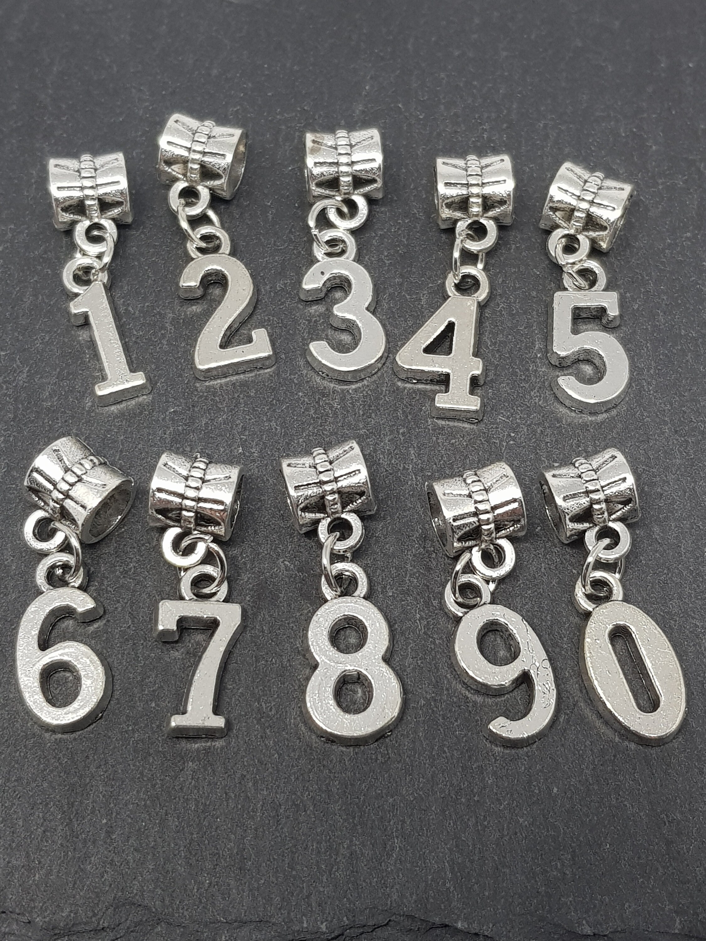 Sterling silver number charms deals