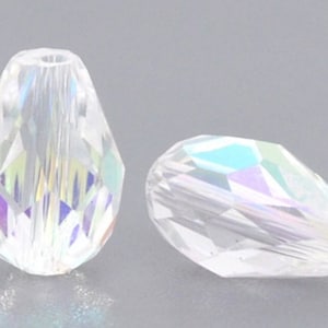 Clear Teardrop Beads, Teardrop, Tear Drop Beads, Faceted Teardrop, Teardrop 11mm, Teardrop 8mm, AB Beads, Glass Drop Beads,