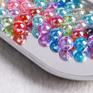 Acrylic Beads, Transparent Beads, Rainbow Beads, 8mm Beads, Round Beads, Bead Supplies, UK Beads, Low Cost Beads, image 2