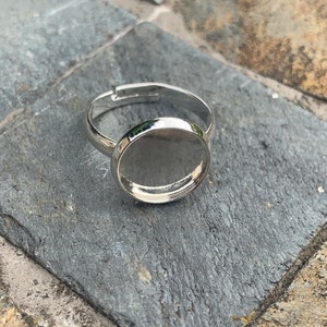Silver Ring Blanks, Cabochon Ring, Ring Settings, 12mm Ring, 10mm Rings, Adjustable Ring Blank, Adjustable Ring, Ring 12mm,
