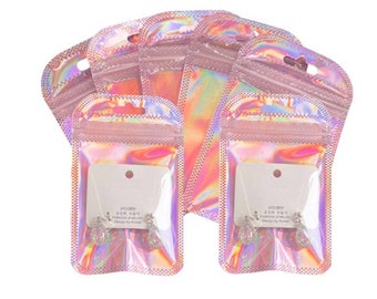 Holographic Bags, Ziplock Bags, Self Seal Bags, Bow Packaging, Jewelelry Packaging, Iridescent Packaging,