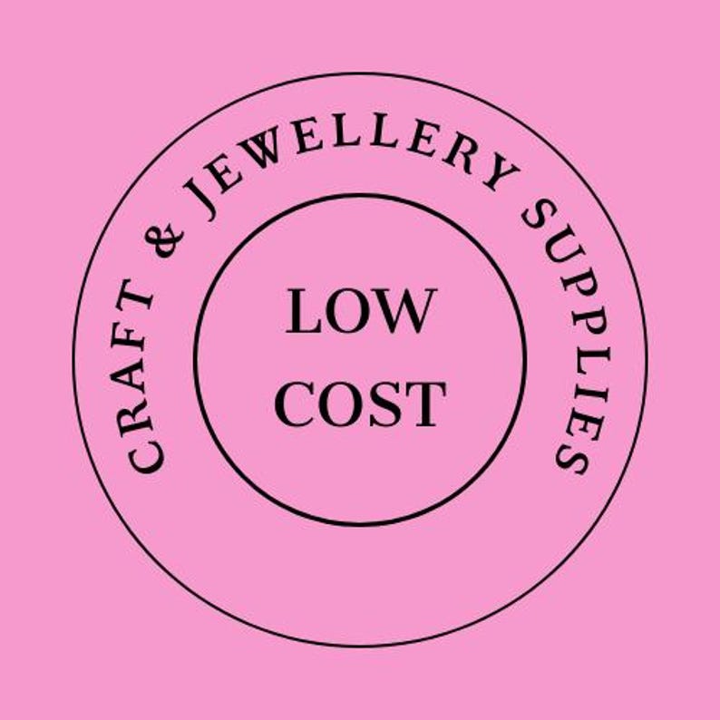 May include: Pink circle with black text that reads "Craft & Jewellery Supplies Low Cost".