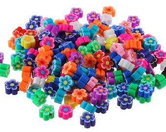 Flower Beads, Flower Slices, Fimo Beads, Polymer Flower, Polymer Beads, Clay Beads, 10mm Beads, Flower Jewellery, Flower Jewelry, Keishi,