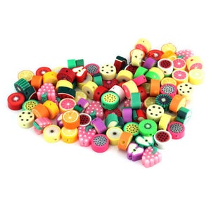 Fruit Beads, Fruit Slices, Fimo  Fruit, Polymer Beads, Clay Beads, 10mm Beads, Fruit Jewellery, Fruit Jewelry,