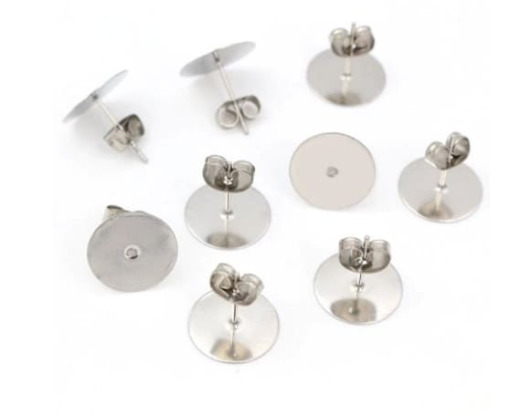 Earring Posts, Stainless Steel, Ear Studs, Silver Earring Post, Earring  Base, Earring Trays, 10mm earring posts, 12mm earring post