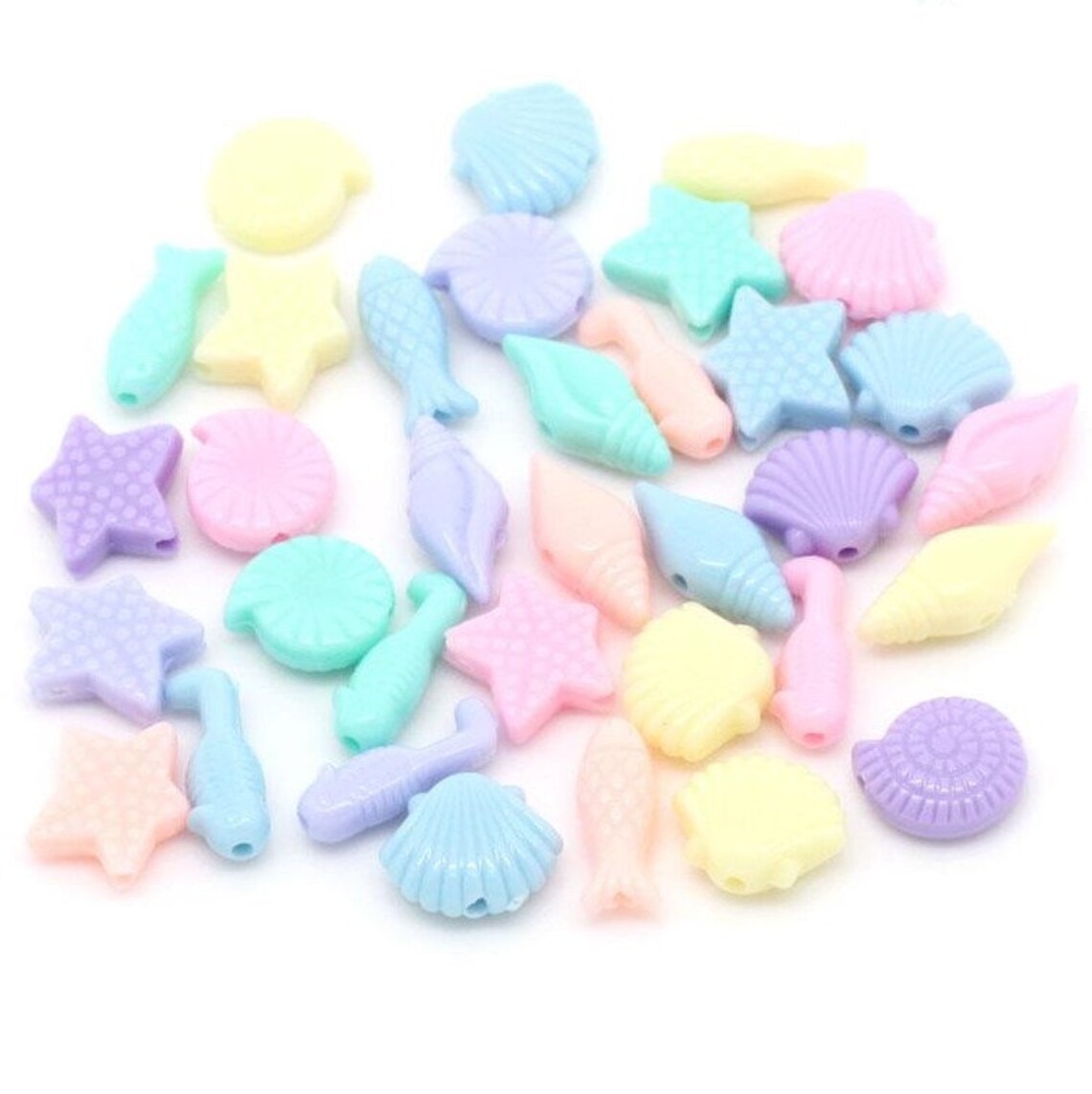Shell Beads Acrylic Beads Pastel Beads Ocean Beads Sea Etsy