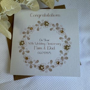 Personalised Golden 50th Anniversary Card: For any recipient, Mum Dad, Special Friends