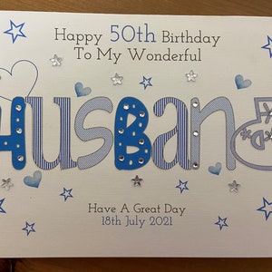 Personalised Handmade HUSBAND Birthday Card 30th, 40th, 50th, 60th, 70th, Printed to suit any age