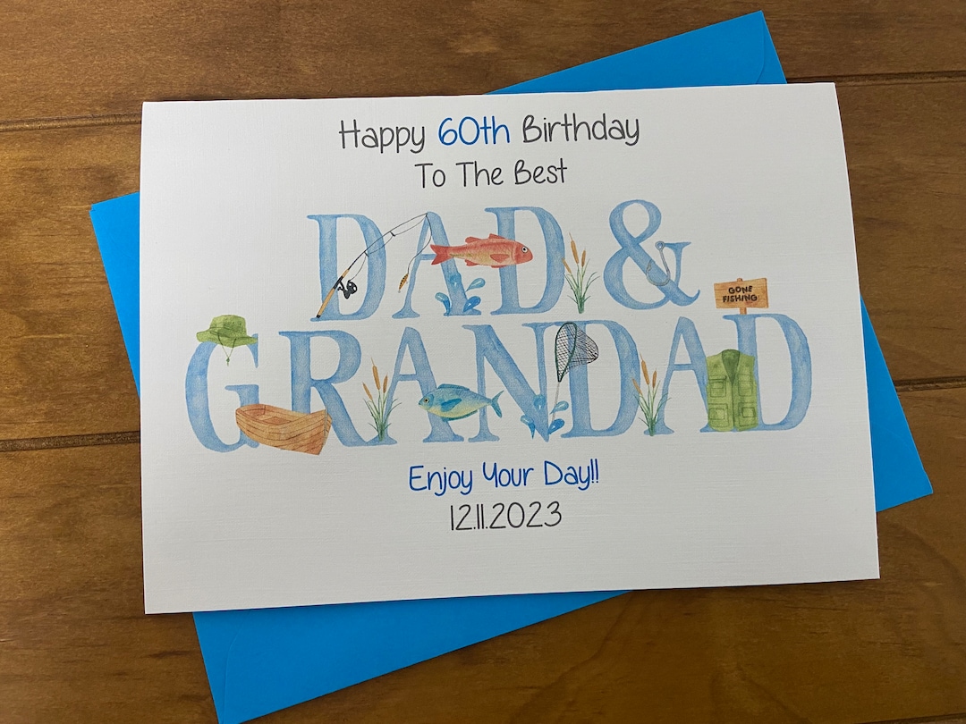 Personalised Handmade Birthday Card DAD GRANDAD Fishing Themed personalised-handmade-birthday-card-dad-grandad-fishing-themed