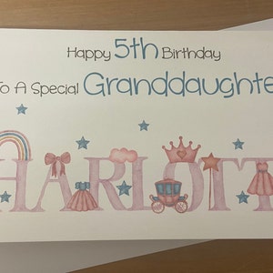 Handmade NAMED Personalised PRINCESS Themed Birthday card | 1st, 2nd, 3rd, Daughter, Granddaughter, Niece, Goddaughter, Little Girl, Sister