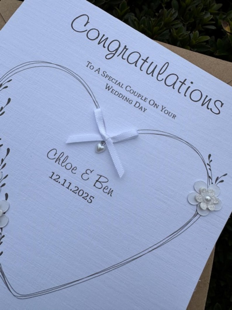 Wedding Day Card: Personalised ~ Engagement, Vow Renewal, Anniversary, Civil Partnership bild 6