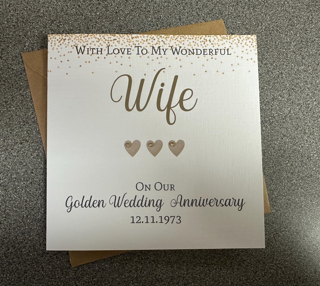 Personalised Golden (50th) Wedding Anniversary Card WIFE - Etsy UK