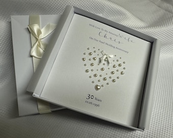 Personalised 8" x 8" Pearl (30th) Wedding Anniversary Card WIFE, HUSBAND ~ 30 Years