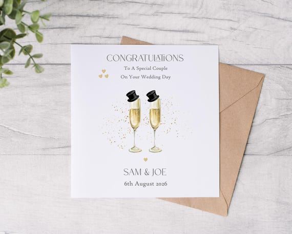 Personalised Wedding Day Card, Same Sex Men's, Mr and Mr, Civil Partnership,