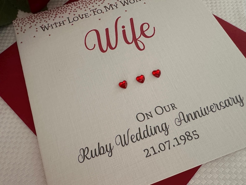 Personalised Ruby (40th) Wedding Anniversary Card WIFE ~ 40 Years - Etsy UK