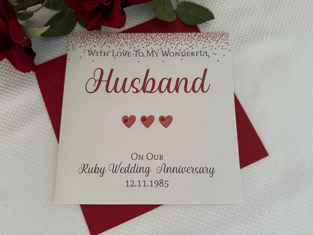Personalised Handmade Ruby (40th) Wedding Anniversary Card HUSBAND, - Etsy