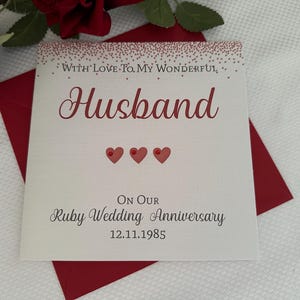 Personalised Handmade Ruby (40th) Wedding Anniversary Card HUSBAND,