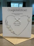 Personalised Wedding Day Card, Engagement ~ Anniversary ~ Vow Renewal Card, Heart and Flowers