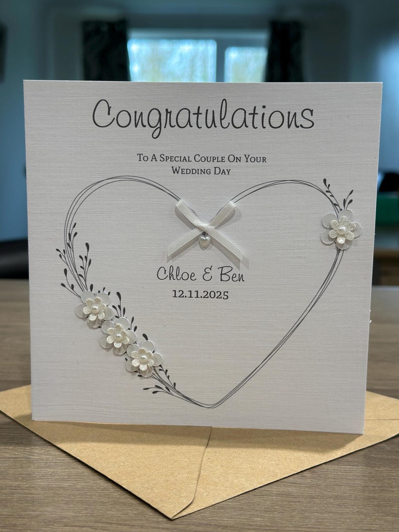 Wedding Day Card: Personalised ~ Engagement, Vow Renewal, Anniversary, Civil Partnership bild 5