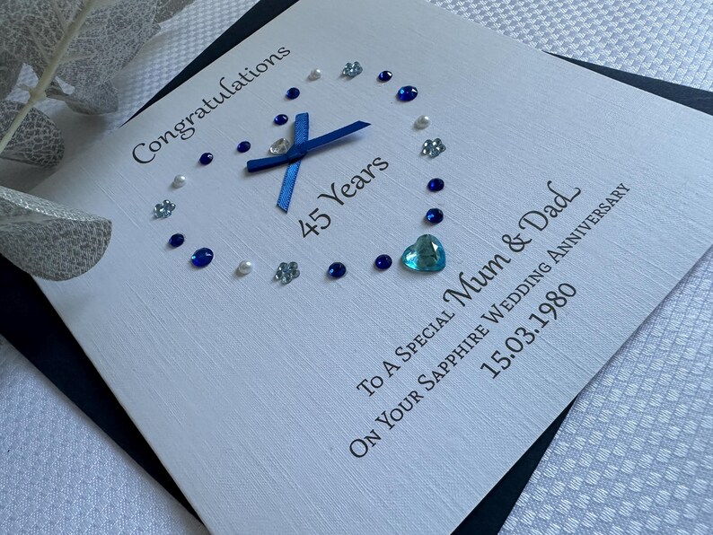 Personalised SAPPHIRE (45th) Wedding Anniversary Card Wife | Husband ...