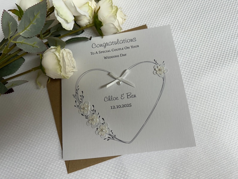 Wedding Day Card: Personalised ~ Engagement, Vow Renewal, Anniversary, Civil Partnership bild 1