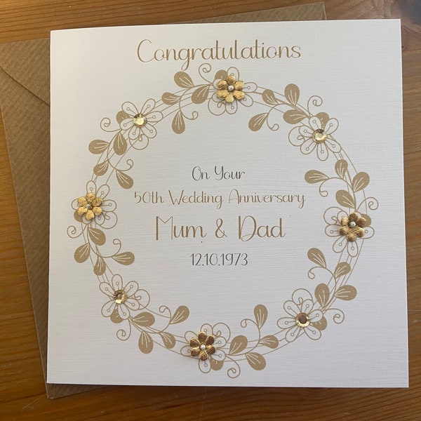 Personalised Handmade Golden (50th) Wedding Anniversary