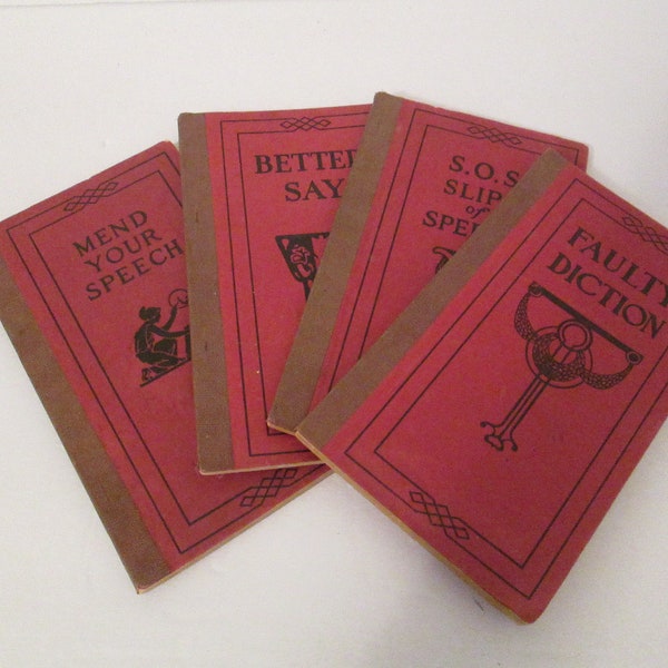 Vintage Funk and Wagnalls Speech Language Guides / Slips of Speech / Better Say / Mend Your Speech / Faulty Diction