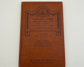 Vintage 1928 Concord Junior Songbook, Student Edition