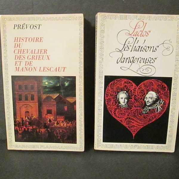 Vintage French Novels French Language Books  Laclos Les liasons dangereuses / Prevost Histoire Du Chevalier Des Grieux Et De Manon Lescaut