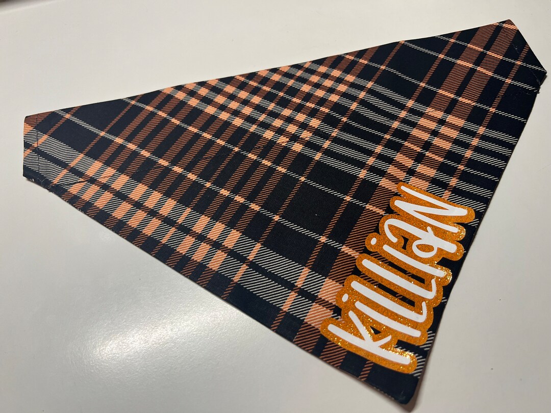 Halloween Plaid Slide on Dog Bandana Scrunchie Headband or Etsy