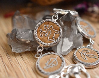 Autumn Souls| Vegan bracelet based on mushroom felt, silver and brass hand embroidery | Mawen