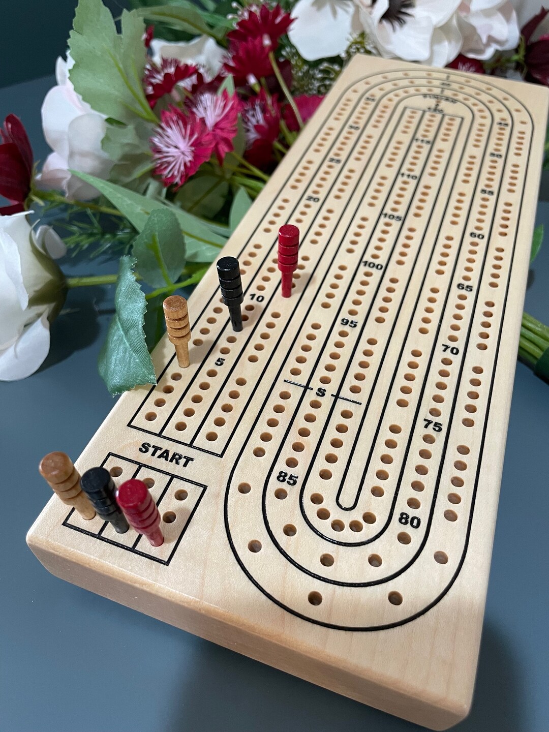 Cribbage Board Crib Board Peg Storage 3 Track Personalization Available