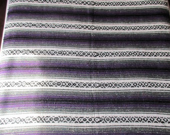 4x6/' Purple n Charcoal Gray Mexican Woven Blanket Yoga Throw Lightweight Falsa Saltillo Molina Indian or Yoga Throw Bojo Weaving SHIPS FREE