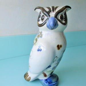 Ships FREE! 8&quot; Tonala Owl Artist-Signed Palomar Pottery Bird Figure  Art Pottery Owl Hand Made in Mexico  Display on Tabletop or Shelf  MINT