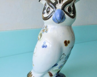 Ships FREE! 8" Tonala Owl Artist-Signed Palomar Pottery Bird Figure  Art Pottery Owl Hand Made in Mexico  Display on Tabletop or Shelf  MINT