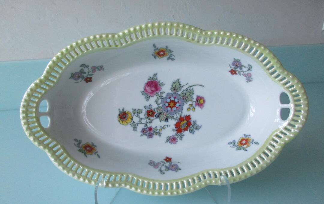 Ships FREE! 1920s Schumann Bavaria Art Deco 11 X 7" Oval Bowl German ...
