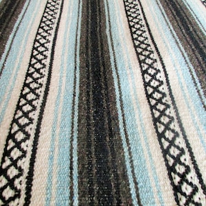 Ships FREE! 4x6&#39; Baby Blue Mexican Woven Throw Baja Blanket /Yoga Blue Gray Black White Midweight Falsa Saltillo Molina Indian Throw Weaving