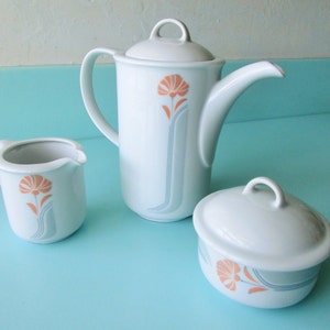 Ships FREE! JL Minau German Porcelain Demitasse Coffee Set/ Small Tea Set 5-piece  Coffeepot Teapot 18 oz  Tea Set with Creamer + Sugar Bowl