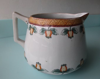Ships FREE! Antique Nippon Porcelain Pitcher, Hand-Painted Floral Lemonade Server  12 cup Fine China Pitcher/ Vase in Earth Tones