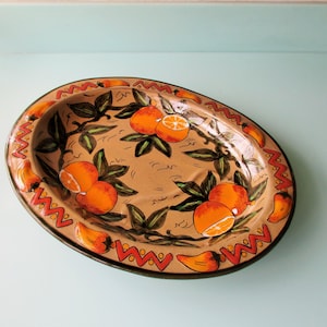Ships FREE! 12x16&quot; Mexico Terracotta Serving Tray Platter w Handle-Edge  Vintage Castillo Mexican Tonala Platter XLG Nacho Taco Fish Serving