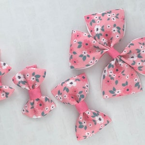 Pink Floral Hair Bow, Pink Floral Bow, Girl Hair Bow, Baby Hair Bow, Toddler Hair Bow, Baby Headband, Floral Bow