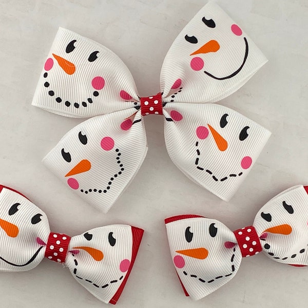 Snowman Hair Bow, Snowman Bow, Winter Hair Bow, Christmas Hair Bow, Girl Hair Bow, Toddler Hair Bow, Baby Hair Bow, Baby Headband