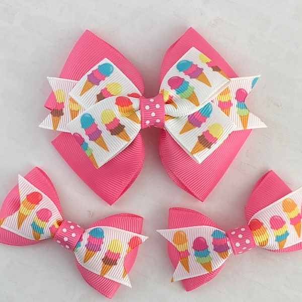 Ice Cream Hair Bow, Ice Cream Bow, Girl Hair Bow, Toddler Hair Bow, Baby Hair Bow