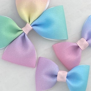 Pastel Rainbow Hair Bow, Pastel Hair Bow, Rainbow Hair Bow, Girl Hair Bow, Baby Hair Bow, Toddler Hair Bow