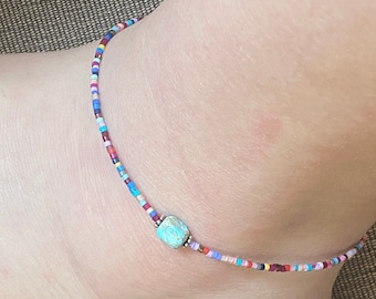 Hippie Anklet, Bohemian Anklet, Boho Jewelry, Handmade Beaded Anklet, Summer Anklet