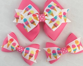 Ice Cream Hair Bow, Ice Cream Bow, Girl Hair Bow, Toddler Hair Bow, Baby Hair Bow