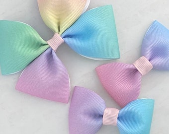 Pastel Rainbow Hair Bow, Pastel Hair Bow, Rainbow Hair Bow, Girl Hair Bow, Baby Hair Bow, Toddler Hair Bow