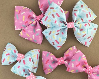 Sprinkle Ribbon Hair Bow, Birthday Bow, Girl Hair Clip
