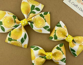 Lemon lime fabric bow lemon headband